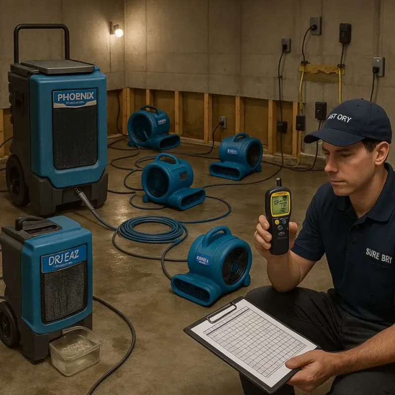 Structural Drying and Dehumidification process in Rennerdale, PA